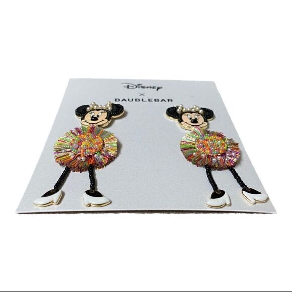 Disney x Baublebar Dangle Earrings Mickey / Minnie Body Fringe Ears Gift Holiday - Picture 10 of 15